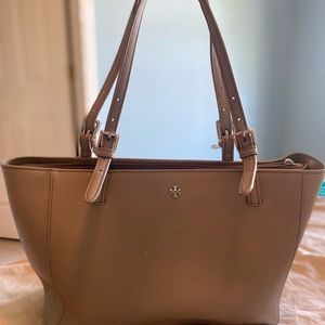 Taupe Tory Burch tote bag
